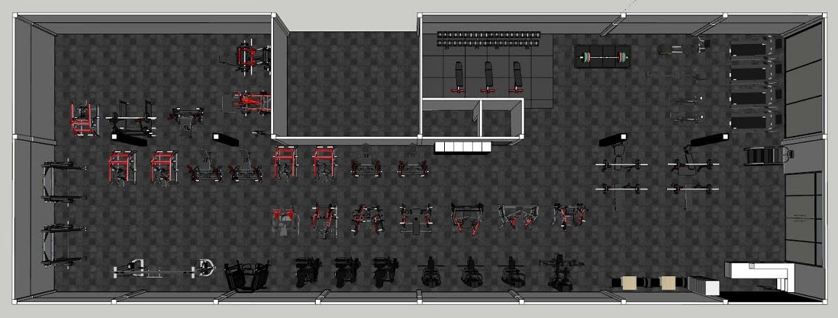 bản vẽ 3d zoning phòng gym