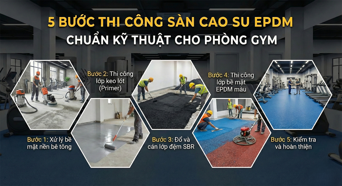 Các bước thi công sàn cao su EPDM