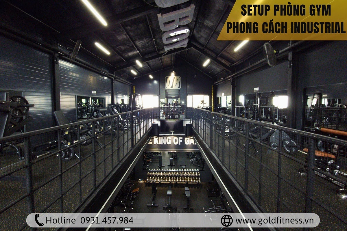Setup phong gym phong cach Industrial Gold Fitness