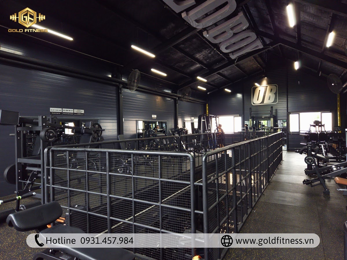 thiết kế trần mở trong phòng gym industrial